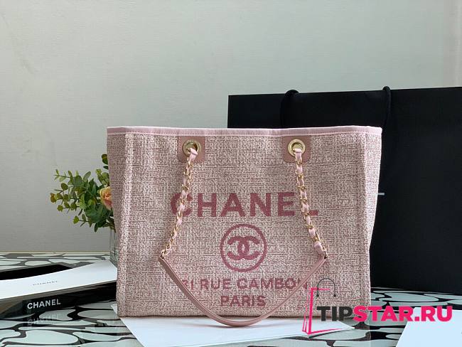 Chanel Medium deauville shopping tote bag in pink size 34cm - 1