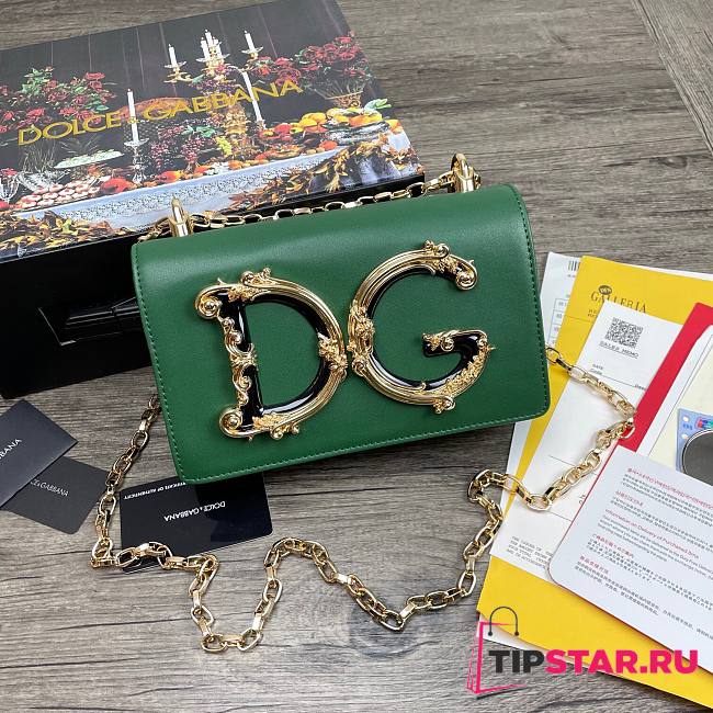D&G Nappa green leather Girls shoulder bag size 21cm - 1