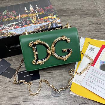 D&G Nappa green leather Girls shoulder bag size 21cm