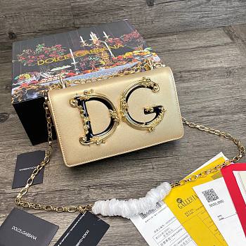 D&G Nappa gold leather Girls shoulder bag size 21cm