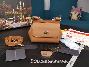 D&G dauphine leather Sicily bag in brown size 16cm