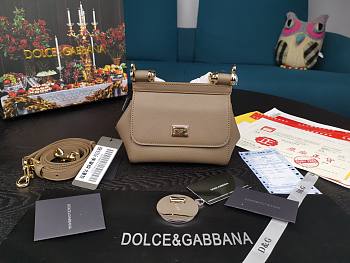 D&G dauphine leather Sicily bag in beige size 16cm