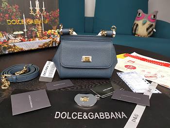 D&G dauphine leather Sicily bag in dark blue size 16cm