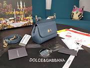 D&G dauphine leather Sicily bag in dark blue size 16cm - 5