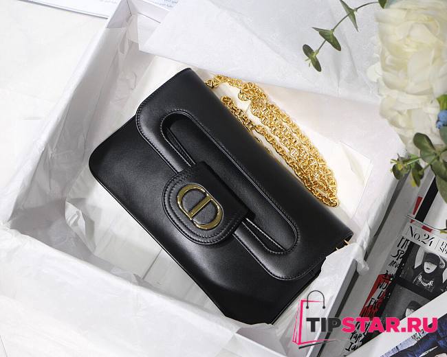 Medium Dior Double bag black smooth calfskin M8018 size 28cm - 1