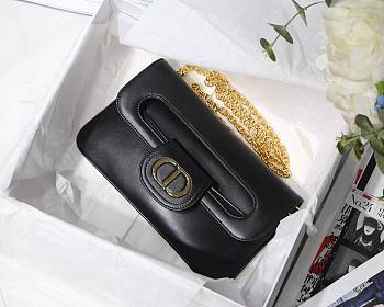 Medium Dior Double bag black smooth calfskin M8018 size 28cm