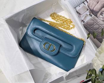 Medium Dior Double bag indigo blue smooth calfskin M8018 size 28cm