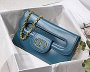Medium Dior Double bag indigo blue smooth calfskin M8018 size 28cm - 6