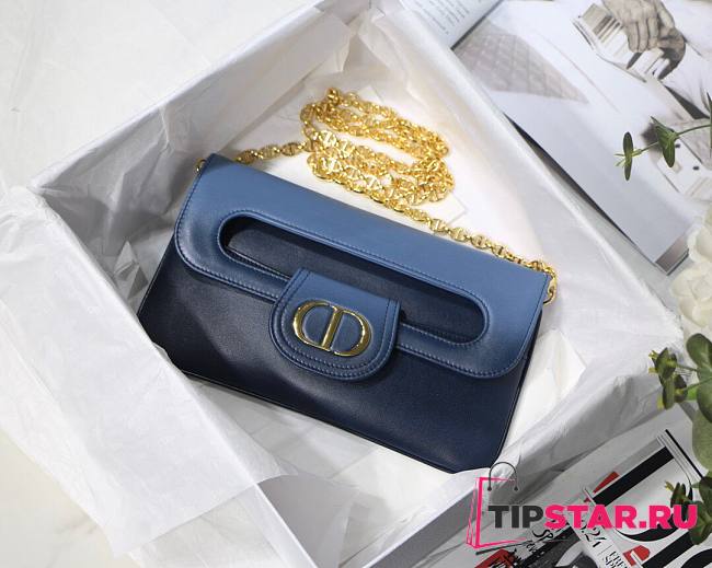 Medium Dior Double bag indigo blue gradient smooth calfskin M8018 size 28cm - 1