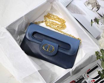 Medium Dior Double bag indigo blue gradient smooth calfskin M8018 size 28cm
