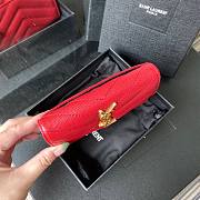 YSL Monogram small envelope wallet in grain de poudre embossed leather in red A026K size 13.5cm - 5