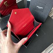 YSL Monogram small envelope wallet in grain de poudre embossed leather in red A026K size 13.5cm - 3