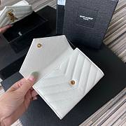 YSL Monogram small envelope wallet in grain de poudre embossed leather in white A026K size 13.5cm - 5