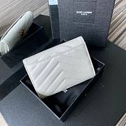 YSL Monogram small envelope wallet in grain de poudre embossed leather in white A026K size 13.5cm - 2