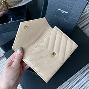 YSL Monogram small envelope wallet in grain de poudre embossed leather in beige A026K size 13.5cm - 2