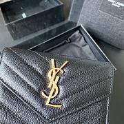 YSL Monogram small envelope wallet in grain de poudre embossed leather in black A026K size 13.5cm - 4