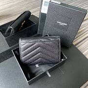 YSL Monogram small envelope wallet in grain de poudre embossed leather in black A026K size 13.5cm - 6