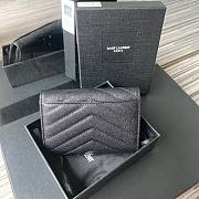 YSL Monogram small evelope wallet in grain de poudre embossed leather with black metal A026K size 13.5cm - 6
