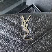 YSL Monogram small evelope wallet in grain de poudre embossed leather with siler metal A026K size 13.5cm - 6