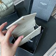 YSL Monogram small envelope wallet in mix matelassé grain de poudre embossed white leather A026K size 13.5cm - 5