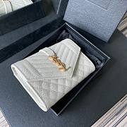 YSL Monogram small envelope wallet in mix matelassé grain de poudre embossed white leather A026K size 13.5cm - 2