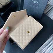 YSL Monogram small envelope wallet in mix matelassé grain de poudre embossed irovy leather A026K size 13.5cm - 2
