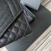 YSL Monogram small envelope wallet in mix matelassé grain de poudre embossed black leather with black metal A026K size 13.5cm - 5