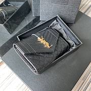 YSL Monogram small envelope wallet in mix matelassé grain de poudre embossed black leather with gold metal A026K size 13.5cm - 4