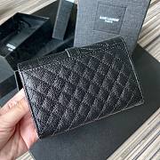 YSL Monogram small envelope wallet in mix matelassé grain de poudre embossed black leather with gold metal A026K size 13.5cm - 3