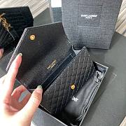 YSL Monogram small envelope wallet in mix matelassé grain de poudre embossed black leather with gold metal A026K size 13.5cm - 2