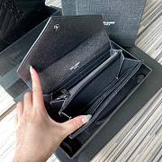 YSL Monogram large flap wallet in grain de poudre embossed black leather with black metal size 19cm - 5