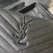 YSL Monogram large flap wallet in grain de poudre embossed black leather with black metal size 19cm - 2