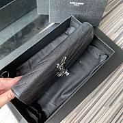 YSL Monogram large flap wallet in grain de poudre embossed black leather with silver metal size 19cm - 4