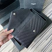YSL Monogram large flap wallet in grain de poudre embossed black leather with silver metal size 19cm - 2