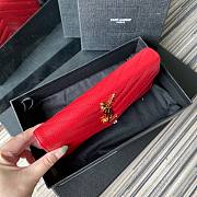 YSL Monogram large flap wallet in grain de poudre embossed red leather size 19cm - 4