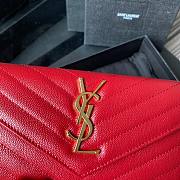 YSL Monogram large flap wallet in grain de poudre embossed red leather size 19cm - 6