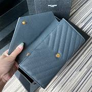 YSL Monogram large flap wallet in grain de poudre embossed gray leather size 19cm - 2