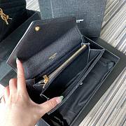 YSL Monogram large flap wallet in grain de poudre embossed black leather with gold metal size 19cm - 4