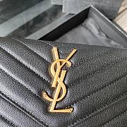 YSL Monogram large flap wallet in grain de poudre embossed black leather with gold metal size 19cm - 3