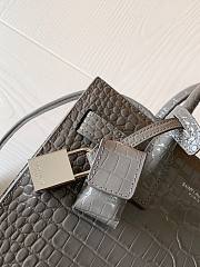 YSL classic Sac De Jour nano in embossed crocodile shiny gray leather 22cm - 4