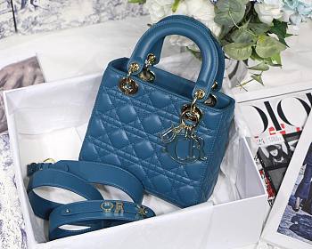 Dior Lady my ABCDIOR bag steel blue cannage lambskin M8013 size 20cm