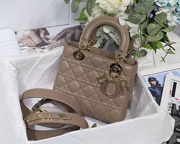 Dior Lady my ABCDIOR bag warm taupe cannage lambskin M8013 size 20cm