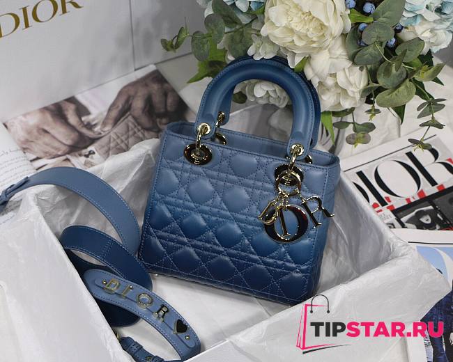 Dior Lady my ABCDIOR bag indigo blue gradient cannage lambskin M6016 size 20cm - 1
