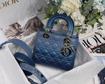 Dior Lady my ABCDIOR bag indigo blue gradient cannage lambskin M6016 size 20cm
