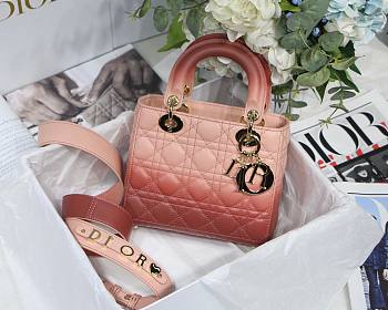 Dior Lady my ABCDIOR bag light pink gradient cannage lambskin M6016 size 20cm