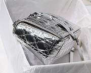 Dior medium Caro bag silver-tone crinkled metallic calfskin M8017 size 25.5cm - 5