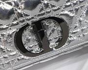 Dior medium Caro bag silver-tone crinkled metallic calfskin M8017 size 25.5cm - 6
