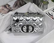 Dior small Caro bag silver-tone crinkled metallic calfskin M8017 size 20cm - 1