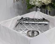 Dior small Caro bag silver-tone crinkled metallic calfskin M8017 size 20cm - 6