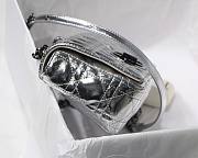Dior small Caro bag silver-tone crinkled metallic calfskin M8017 size 20cm - 4
